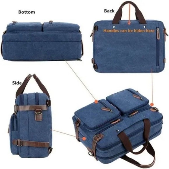 NEW Convertible Briefcase Backpack Blue - Picture 5 of 9